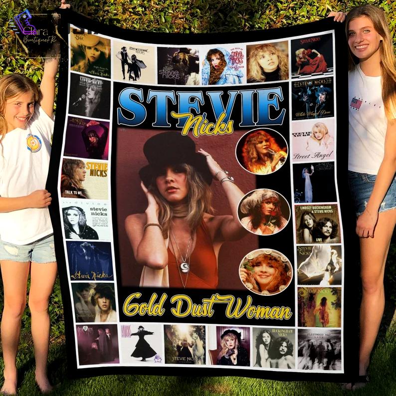 Stevie nicks gold dust woman fleece blanket, mink sherpa blanket, stevie nicks blanket, gold dust woman quilt, stevie nicks fans gift Quilt Blanket