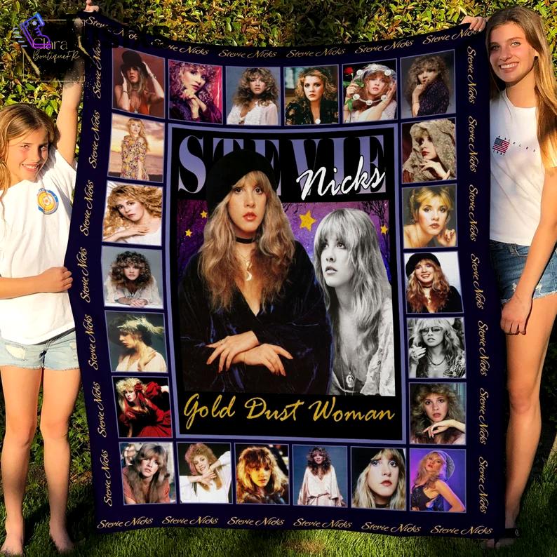 Stevie nicks gold dust woman fleece blanket, mink sherpa blanket, stevie nicks blanket, singer blanket, stevie nicks fans gift Quilt Blanket