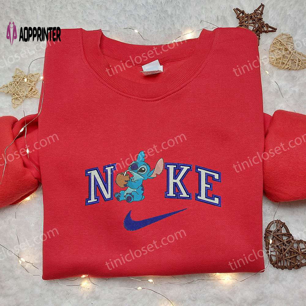 Stitch coconut x nike embroidered sweatshirt – lilo and stitch cartoon shirt nike inspired Embroidered Shirt