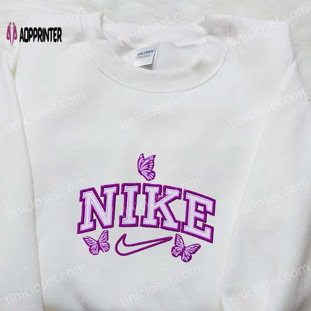 Stylish butterflies x nike embroidered tshirt – perfect nike inspired shirt for best birthday gift ideas Embroidered Shirt