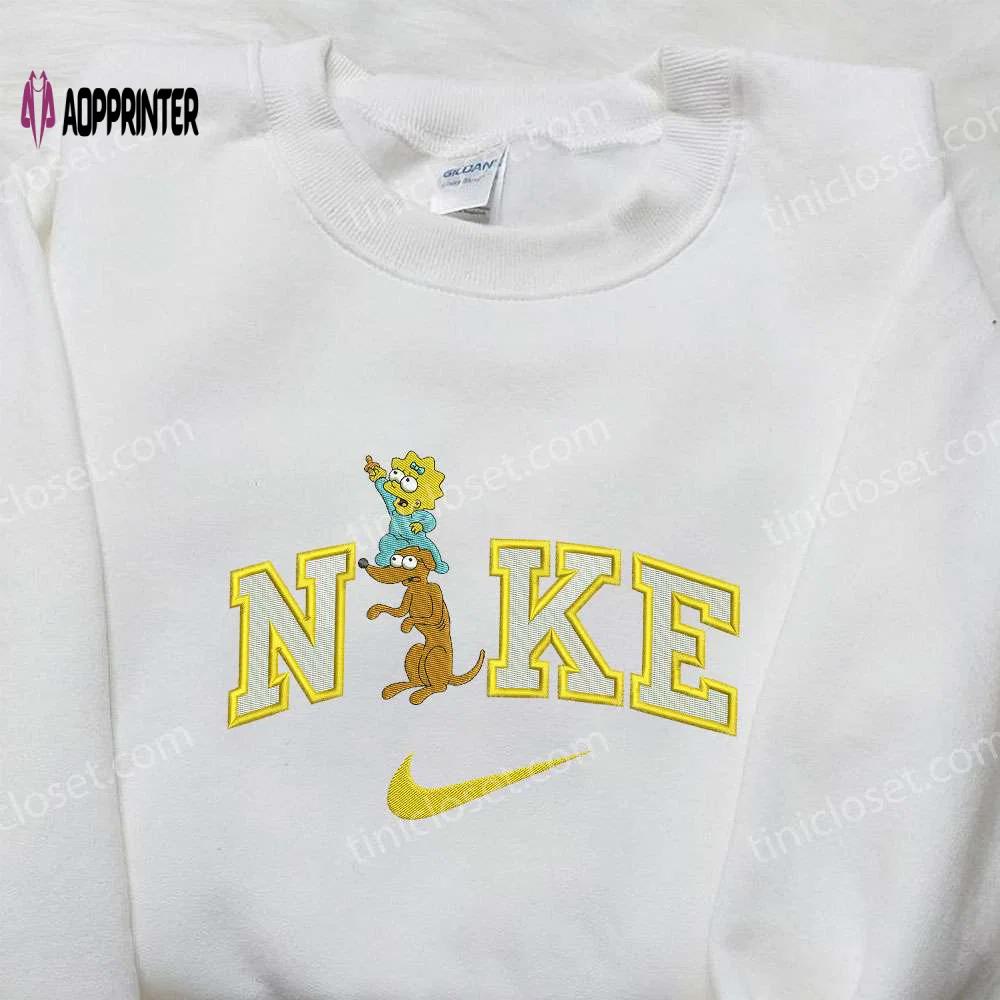 Stylish nike x maggy and dog embroidered shirt the simpsons & cartoon design Embroidered Shirt