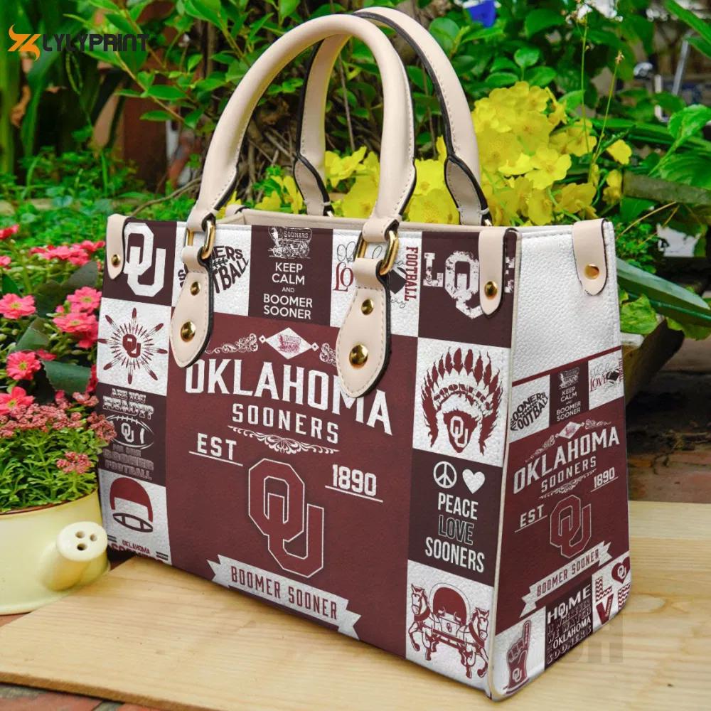 Stylish oklahoma sooners leather hand bag gift for women’s day: perfect women s day gift 269 Women Leather Hand Bag