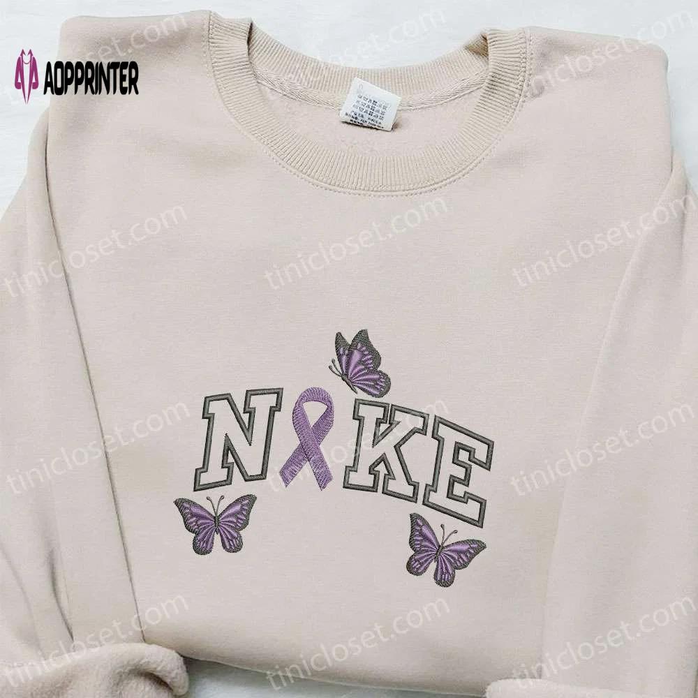 Stylish ribbon and butterflies x nike embroidered shirt sweatshirt & hoodie – customized nike inspired designs Embroidered Shirt