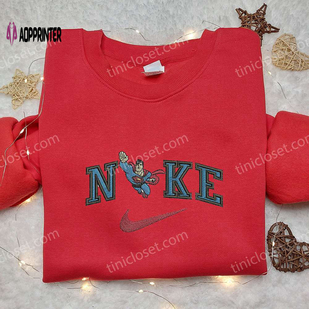 Superman x nike embroidered sweatshirt marvel cartoon & nike inspired shirt Embroidered Shirt