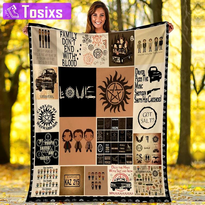 Supernatural fleece blanket, supernatural quotes blanket, dean winchester blanket, supernatural fan, birthday gifts, christmas gifts Quilt Blanket