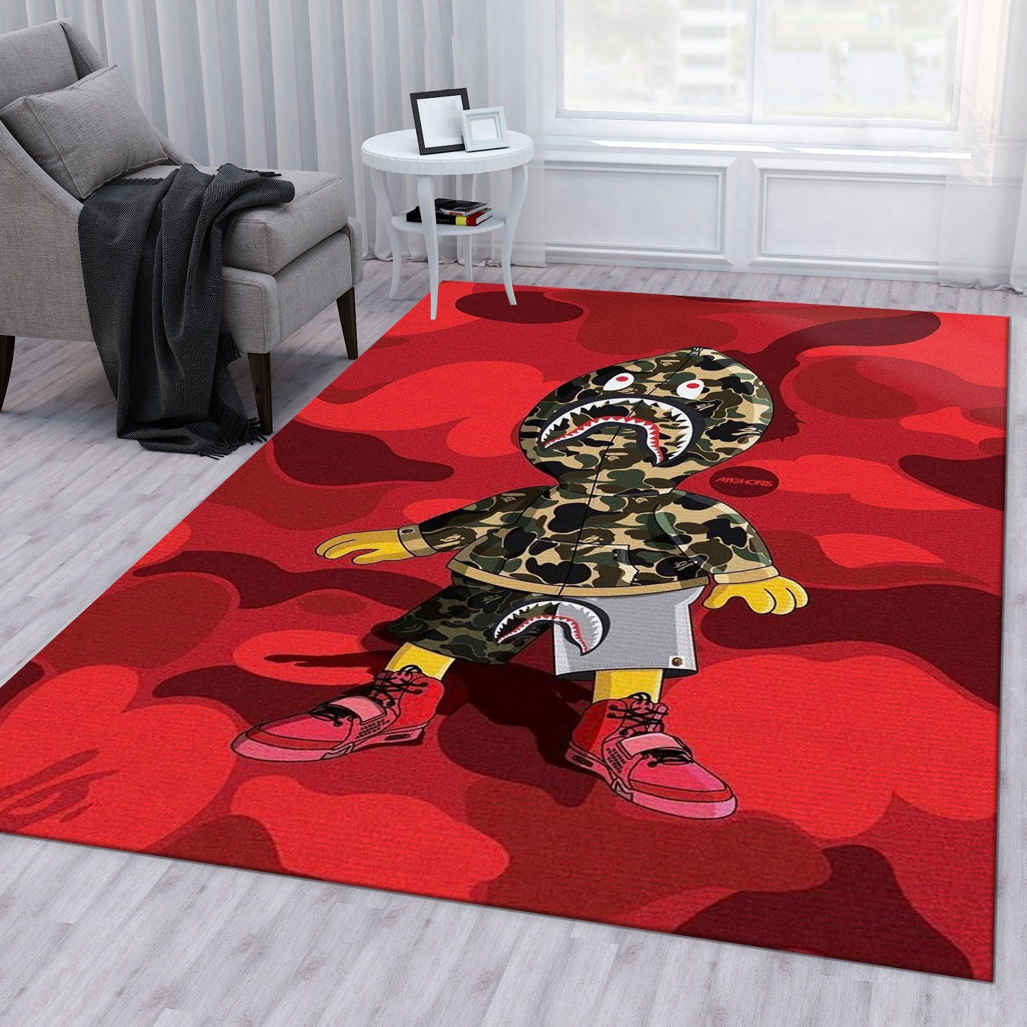 Supreme bape red logo type 597. Upgrade Your Living Room with Luxury Home Decor: Area Carpets, Floor Decor, Door Mats, and Hot Gift Items with style a High-End Fashion Brand Rectangle Rug