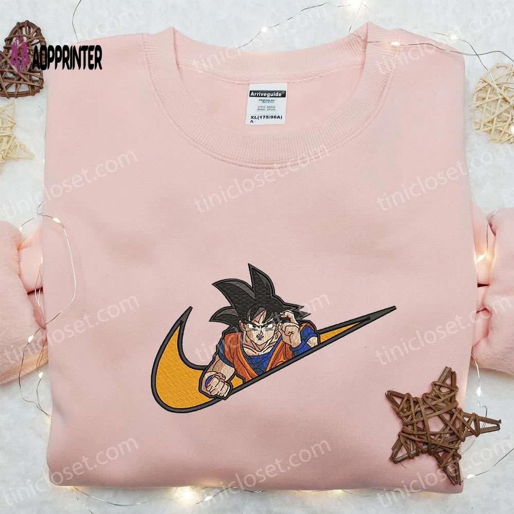 Swoosh x goku anime hoodie: best family gift with custom nike t-shirt Embroidered Shirt