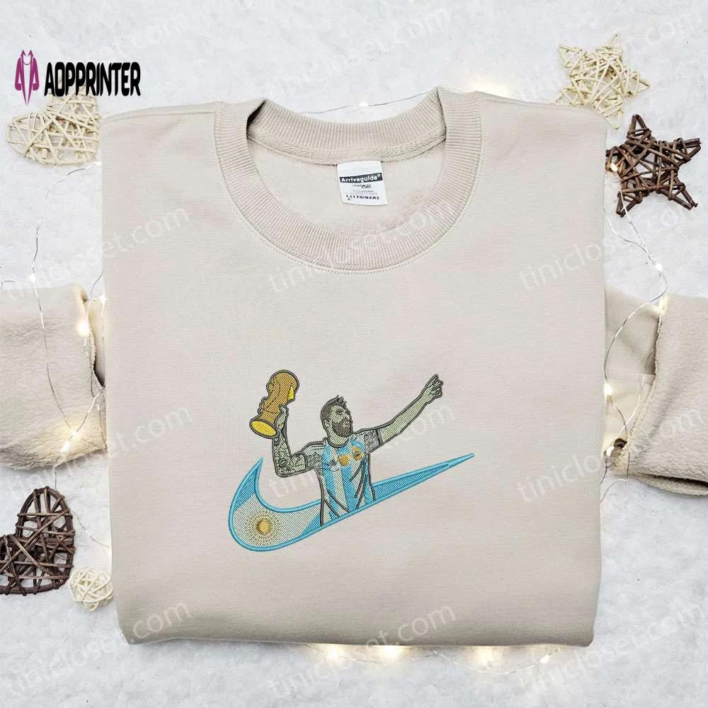 Swoosh x messi world cup embroidered sweatshirt: celebrity shirt best gift for all occasions Embroidered Shirt