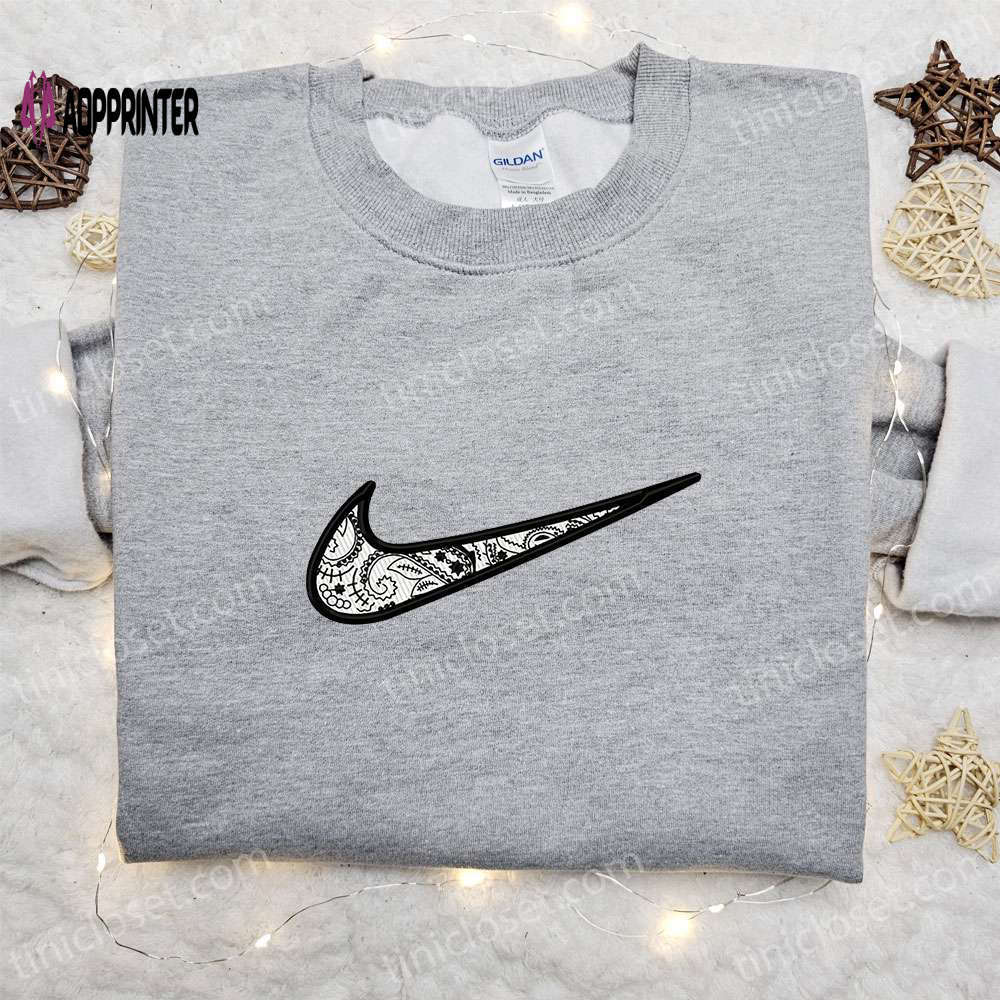Swoosh x ornament hoodie: custom embroidered sweatshirt & nike inspired t-shirt Embroidered Shirt
