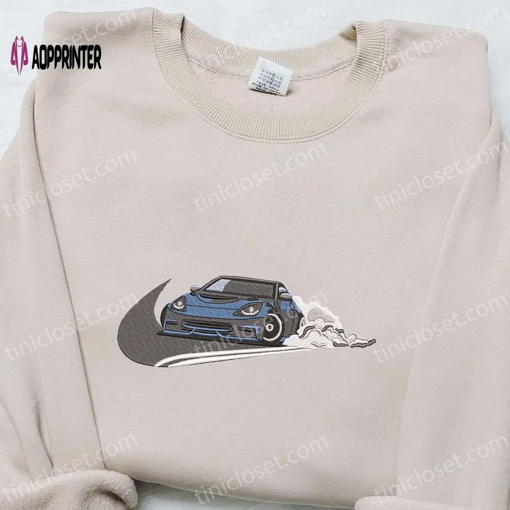 Swoosh x porsche 911 embroidered sweatshirt & transportation shirt nike inspired t-shirt Embroidered Shirt