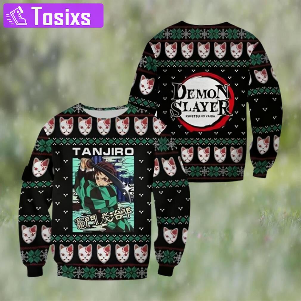 Tanjiro kamado ugly christmas sweater demon slayer anime xmas Christmas Ugly Sweater