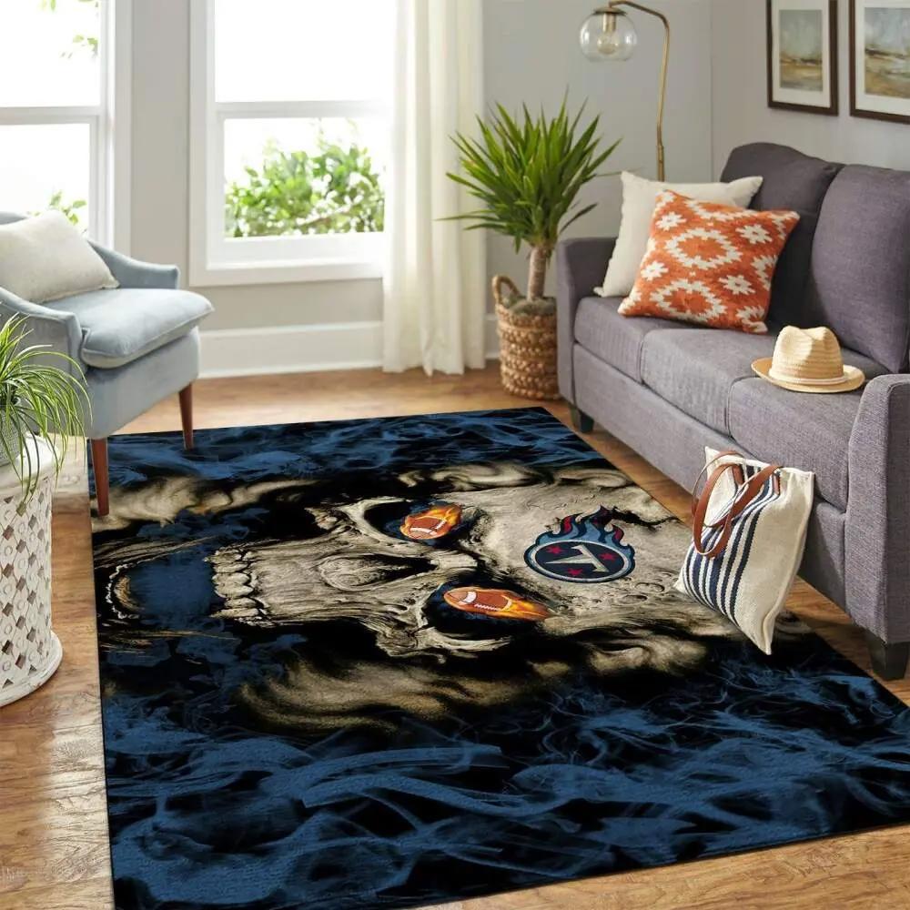 Tennessee titans nfl team logo skull style living room carpet sports rug Rectangle Rug