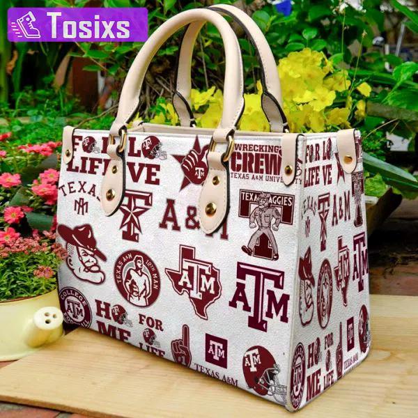 Texas a&m aggies leather handbag gift for women 4249 Women Leather Hand Bag
