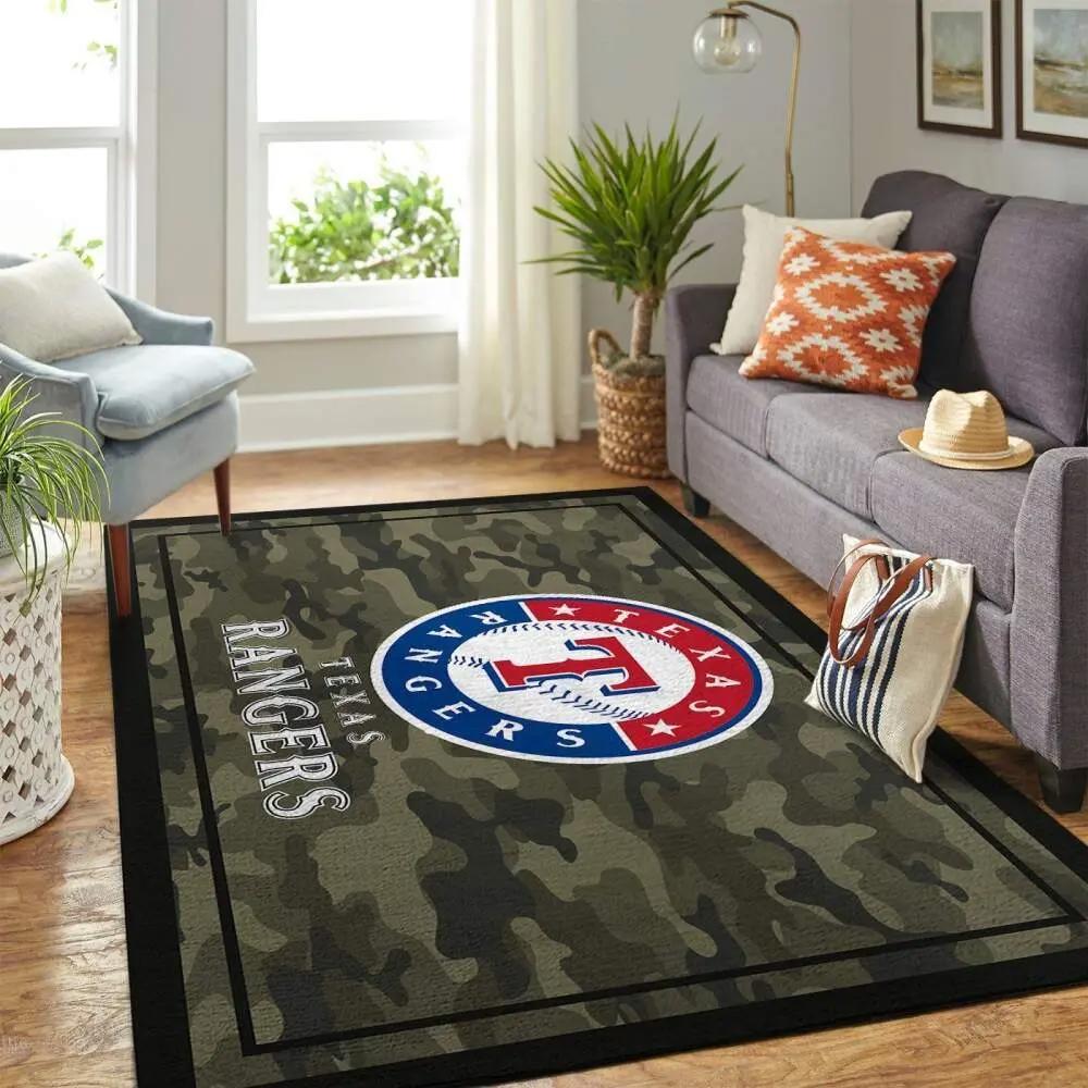 Texas rangers camo area rug mlb baseball team logo carpet living room rugs 1 Rectangle Rug
