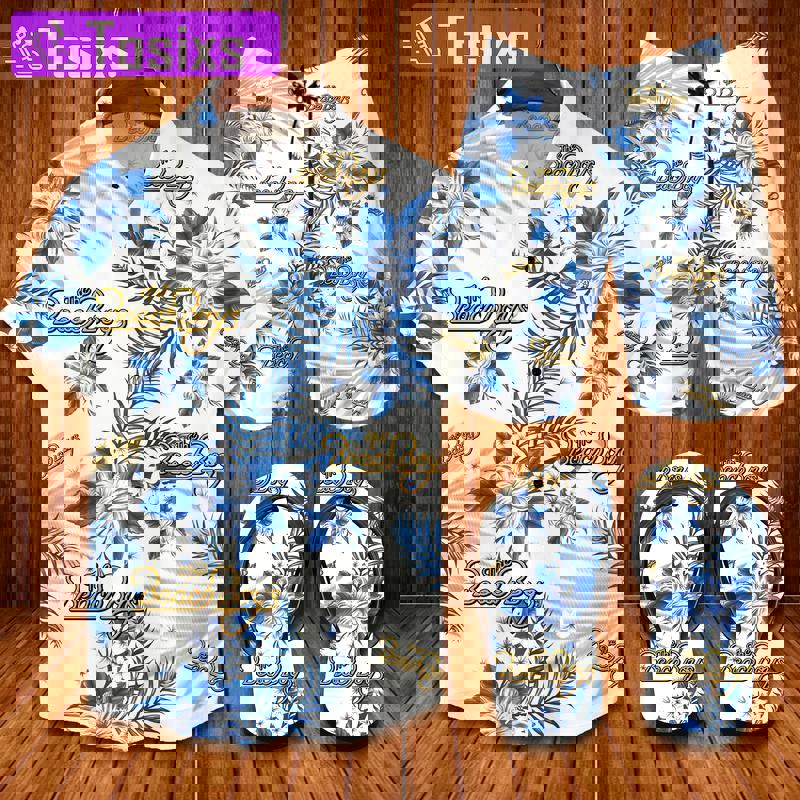 The beach boys flip flops and combo hawaii shirt shorts luxury brand summer outfit Hawaii Shirt Shorts & Flip Flops