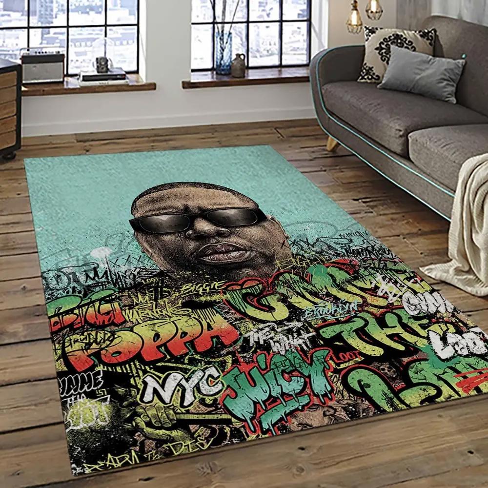 The notorious b.i.g. rapper hiphop music rap carpet area rug home decor gift for fans gift for friends big6 Rectangle Rug