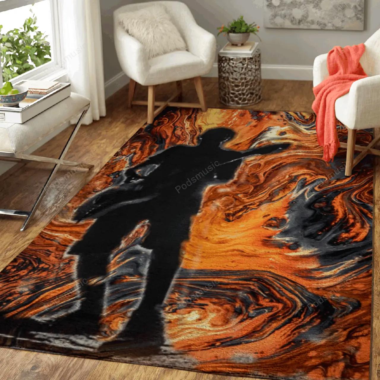 The shadow guitarist music arts art for fans area rug living room carpet rug regtangle carpet floor decor home decor Rectangle Rug