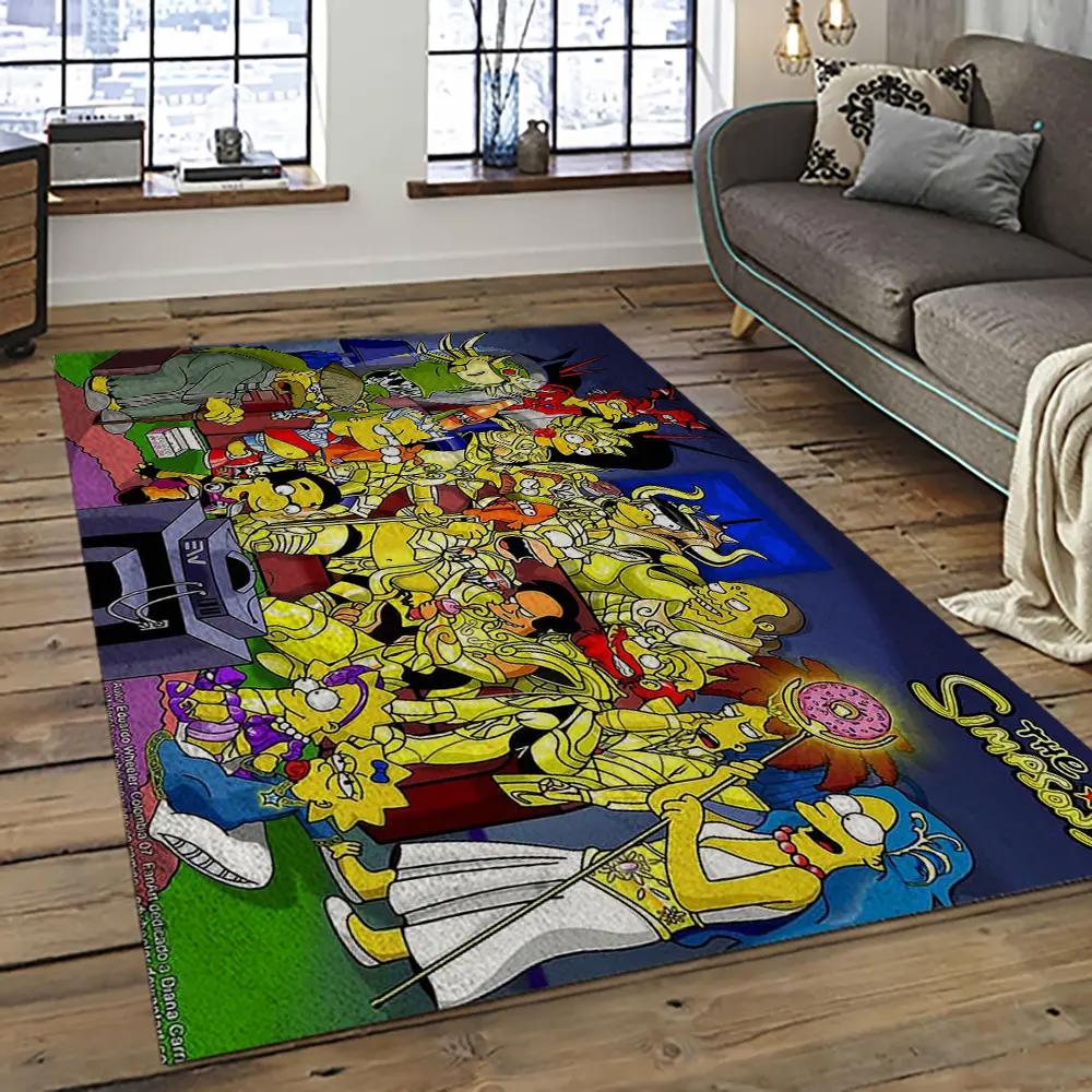 The simpsons characters cartoon movie carpet rectangle area rug for living room bedroom decor tss45 Rectangle Rug