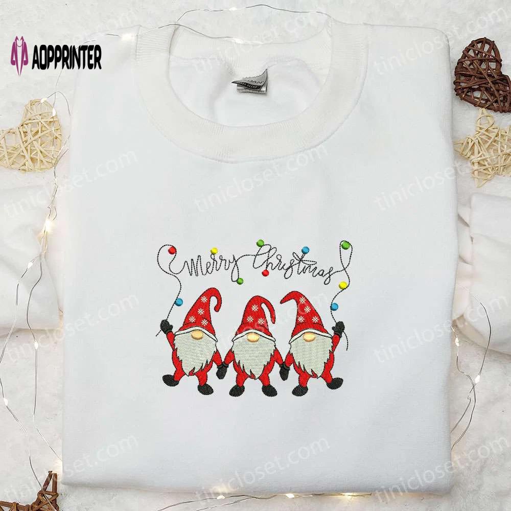 Three gnomes merry christmas hoodie & t-shirt: best family gift ideas Embroidered Shirt