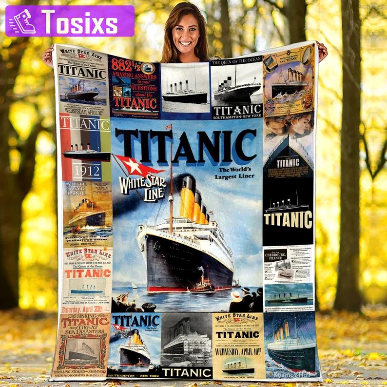 Titanic fleece blanket, titanic blanket, titanic white star line blanket, birthday gifts, christmas gifts Quilt Blanket