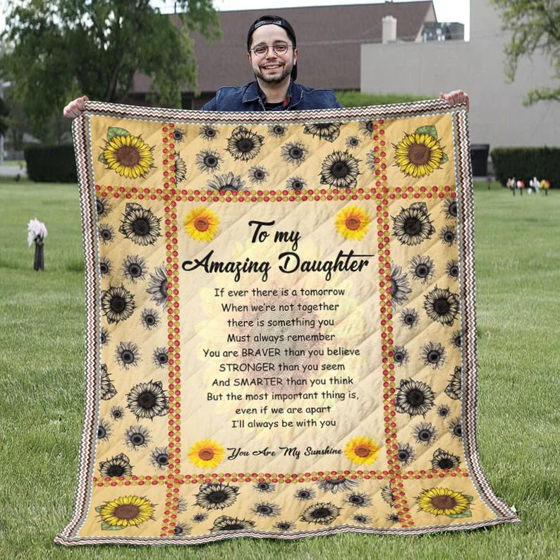 To my amazing daughter blanket - vintage sunflower quilt blanket - flower gift for girl Quilt Blanket