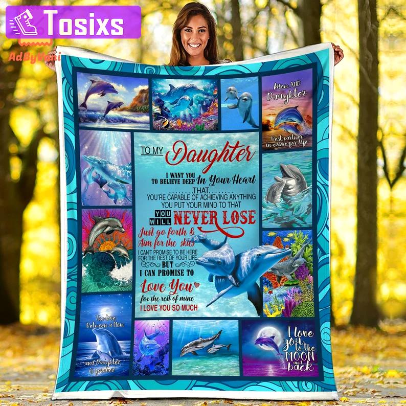 To my daughter fleece blanket quilt dolphin fleece blanket quilt gift for daughter Quilt Blanket