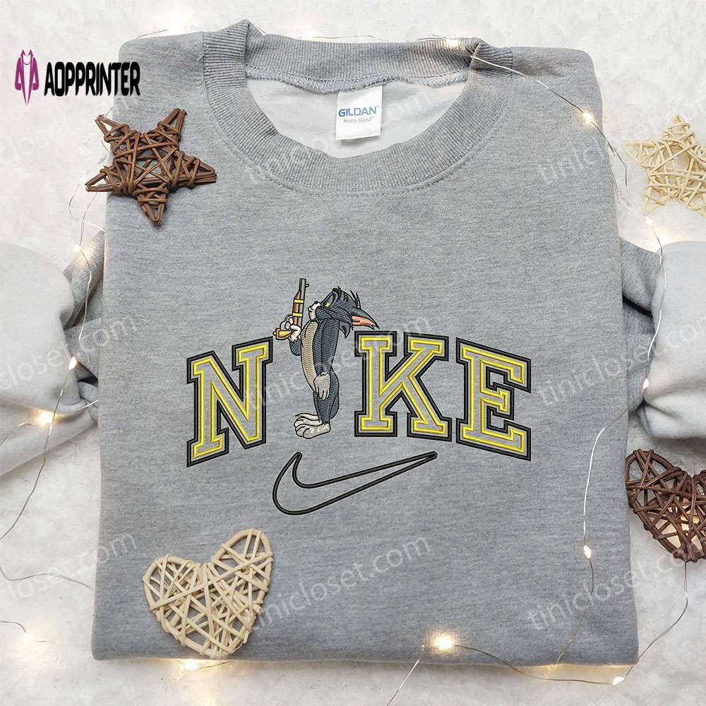 Tom x nike embroidered hoodie tom and jerry shirt nike inspired embroidered shirt – trendy and unique apparel Embroidered Shirt