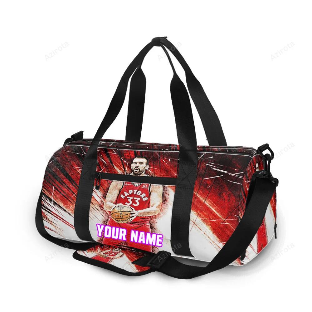 Toronto raptors marc gasol1 personalized name travel bag gym bag 2564 Travel Bag
