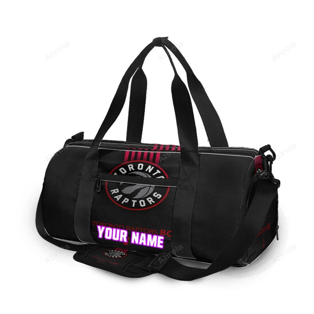 Toronto raptors red black leather personalized name travel bag gym bag 2426 Travel Bag