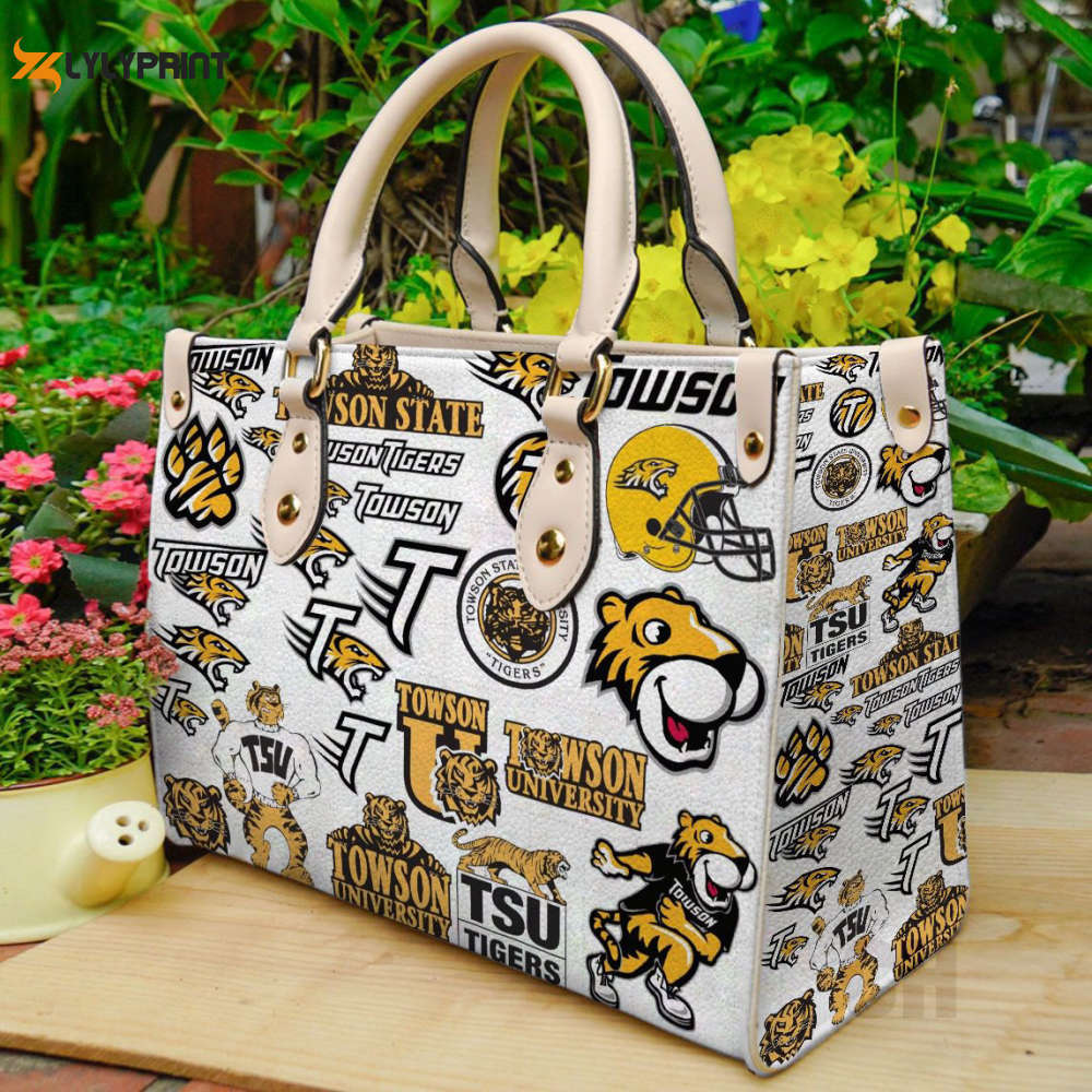 Towson tigers leather handbag gift for women 670 Women Leather Hand Bag