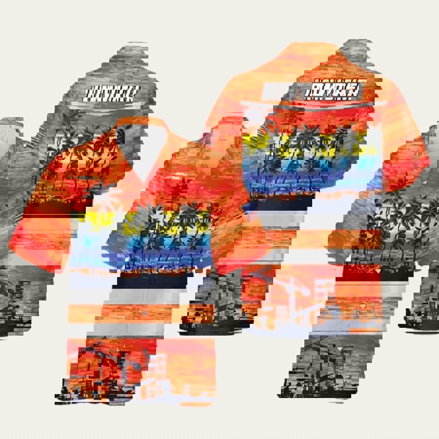 Tropical sunset ironworker hawaiian shirt Hawaii Shirt Shorts & Flip Flops