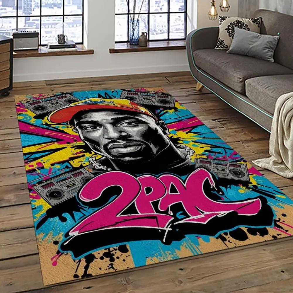 Tupac shakur rapper hiphop music rap carpet area rug home decor gift for fans gift for friends ts60 Rectangle Rug