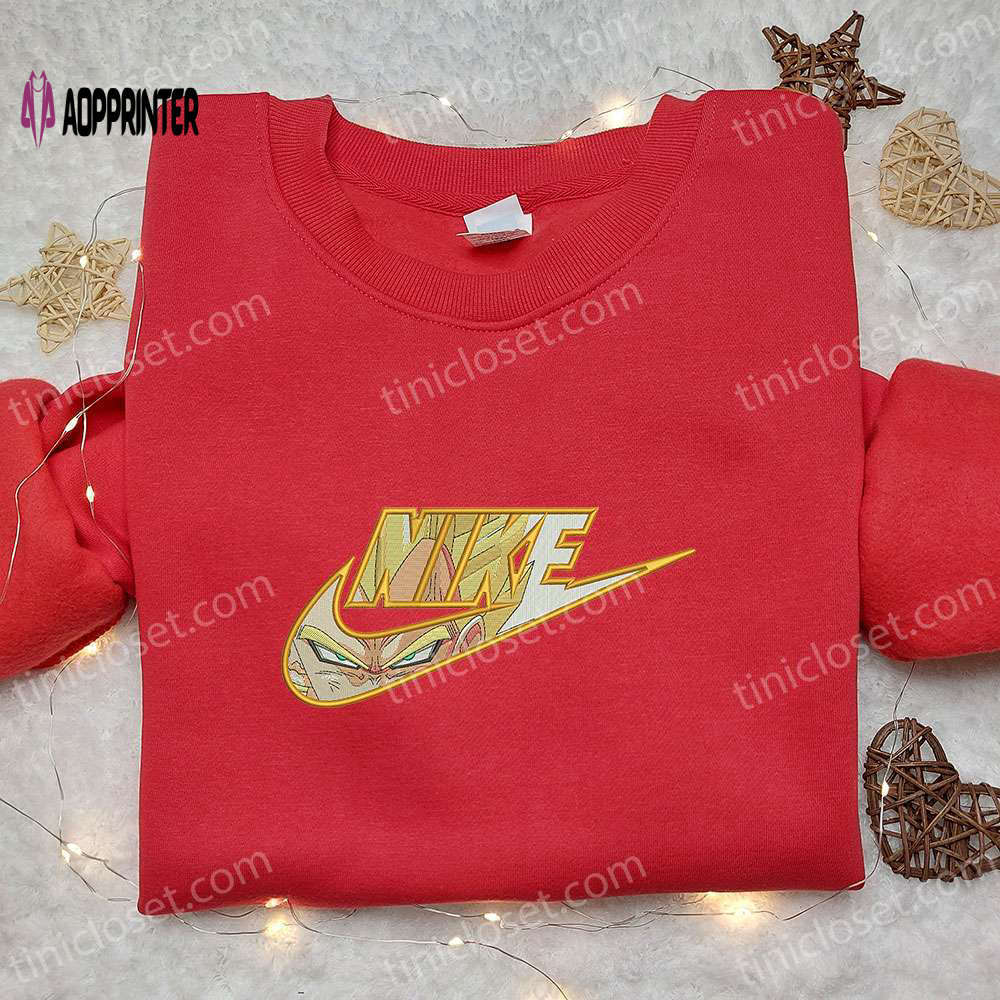 Vegeta super saiyan 2 x nike anime embroidered shirt – dragon ball & nike inspired Embroidered Shirt