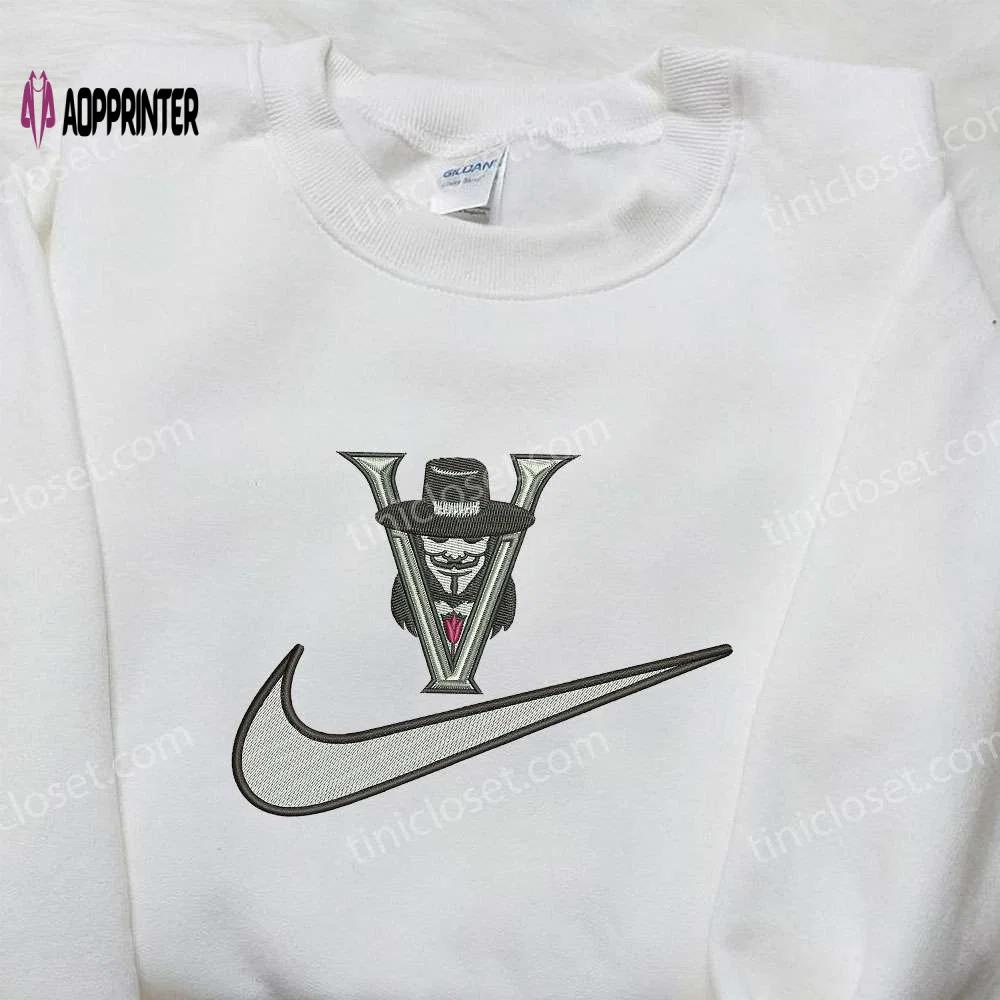 Vendetta x nike hoodie & embroidered shirts: movie-inspired nike swoosh collection Embroidered Shirt