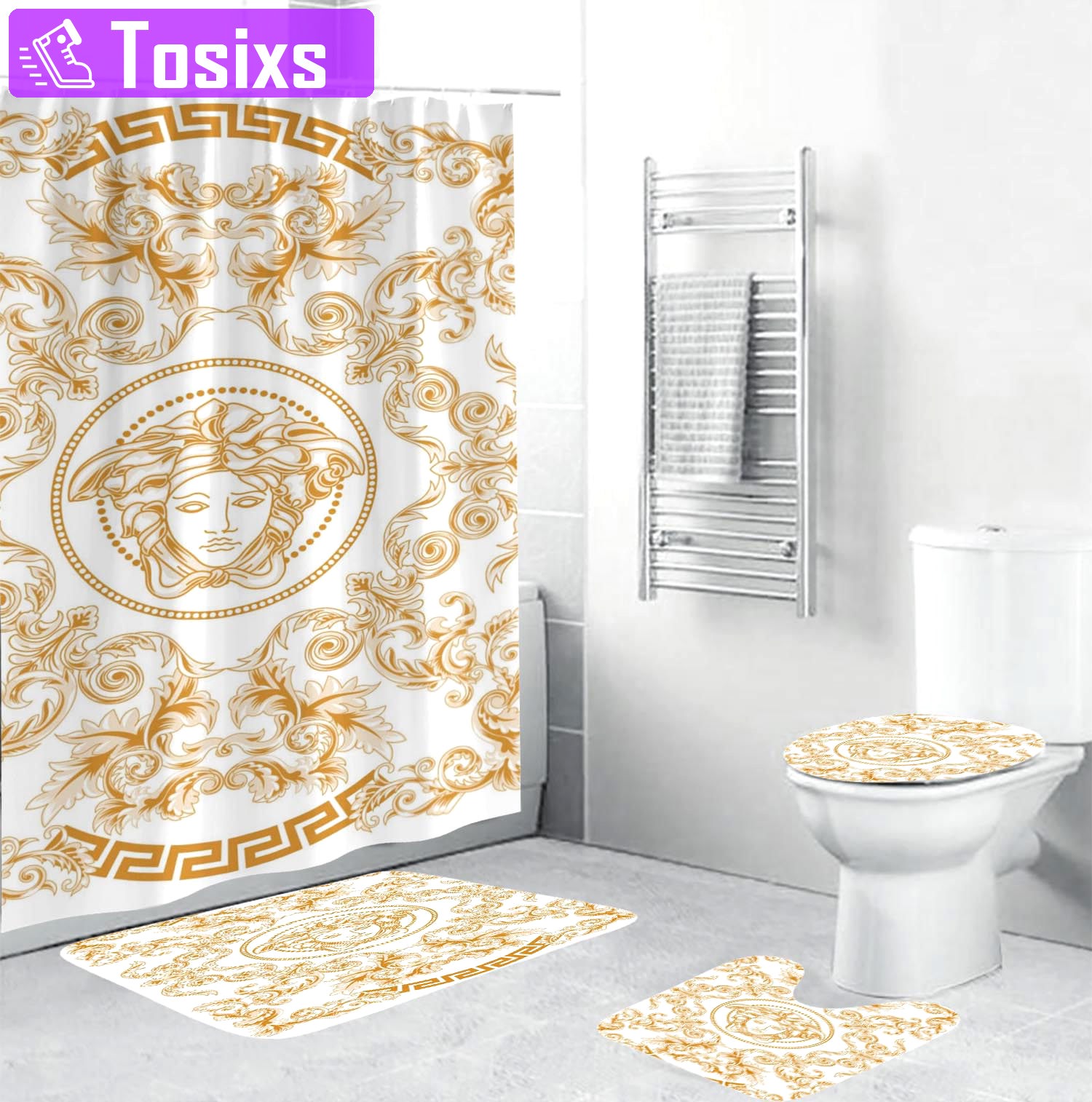Versace basic medusabaroque and greca framed bath mat home decor luxury fashion brand hypebeast bathroom sets Bathroom Set