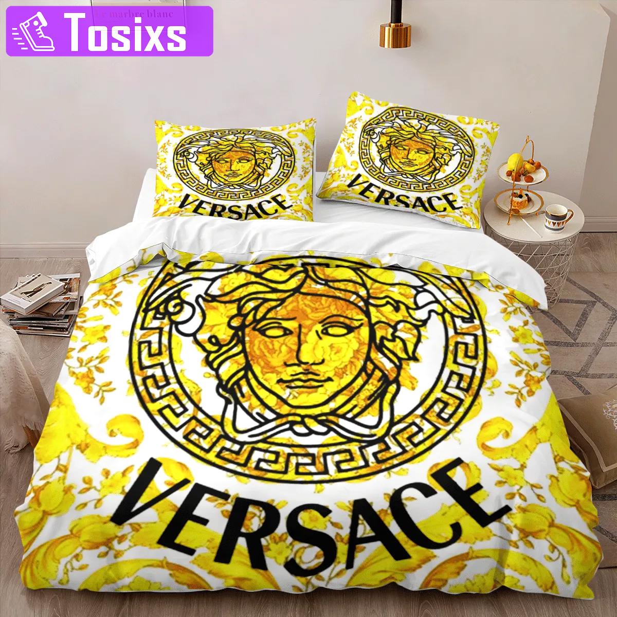 Versace gold limited edition luxury brand high-end bedding sets, bedroom decor , thanksgiving decorations for home best luxury bed sets gift thankgivings and christmas Bedding Sets