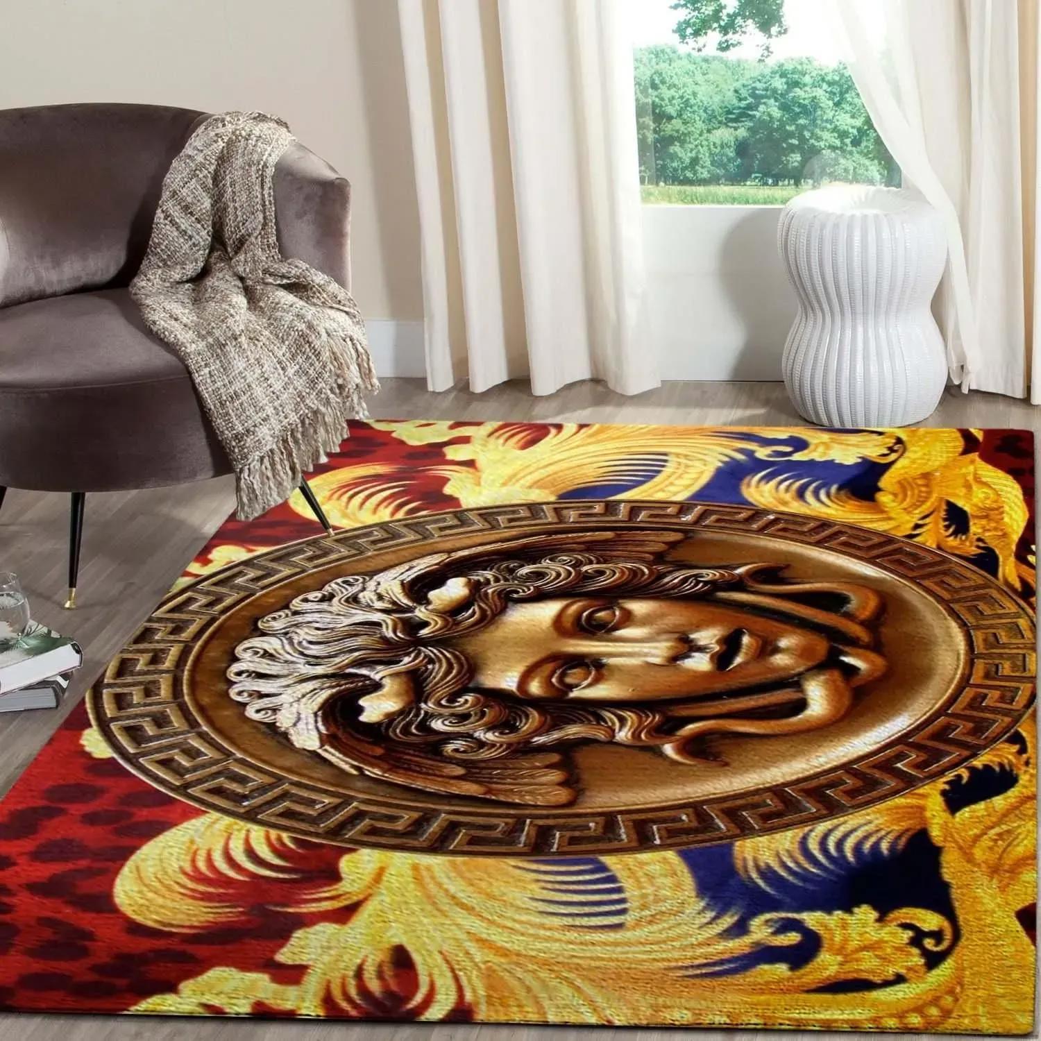 Versace limited logo type 1079. Upgrade Your Living Room with Luxury Home Decor: Area Carpets, Floor Decor, Door Mats, and Hot Gift Items with style a High-End Fashion Brand Rectangle Rug