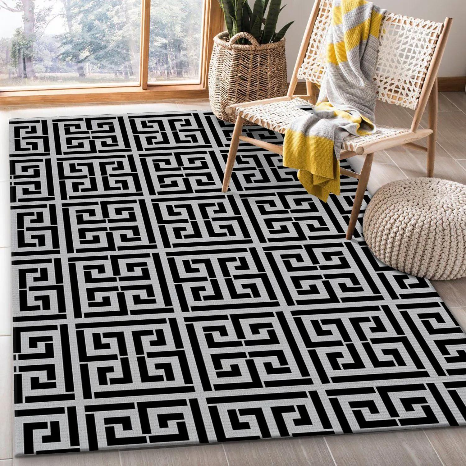 Versace logo type 133. Upgrade Your Living Room with Luxury Home Decor: Area Carpets, Floor Decor, Door Mats, and Hot Gift Items with style a High-End Fashion Brand Rectangle Rug