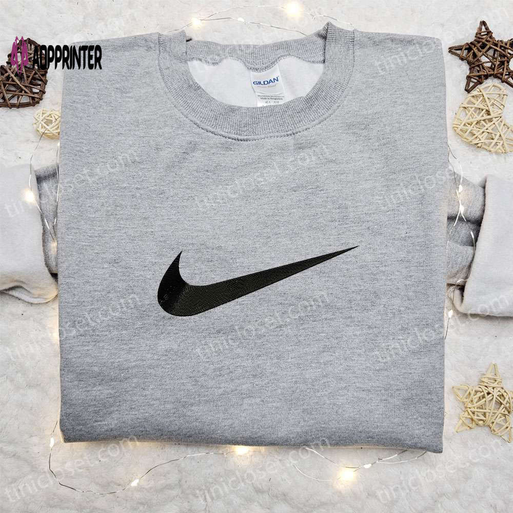 Vintage custom swoosh nike embroidered hoodie & shirt: best birthday gift ideas Embroidered Shirt