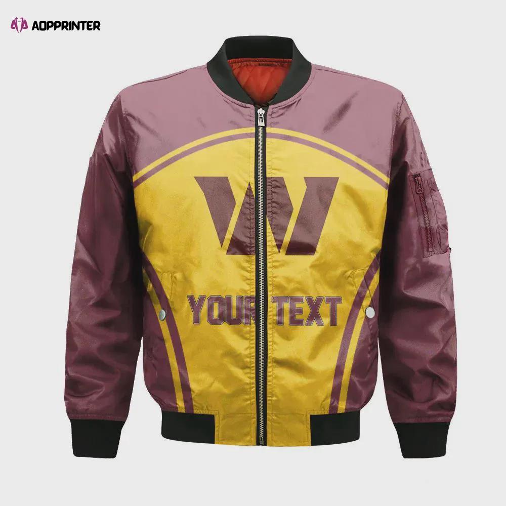 Washington commanders bomber jacket 3d printed custom text and number curve style sport Bomber Jacket