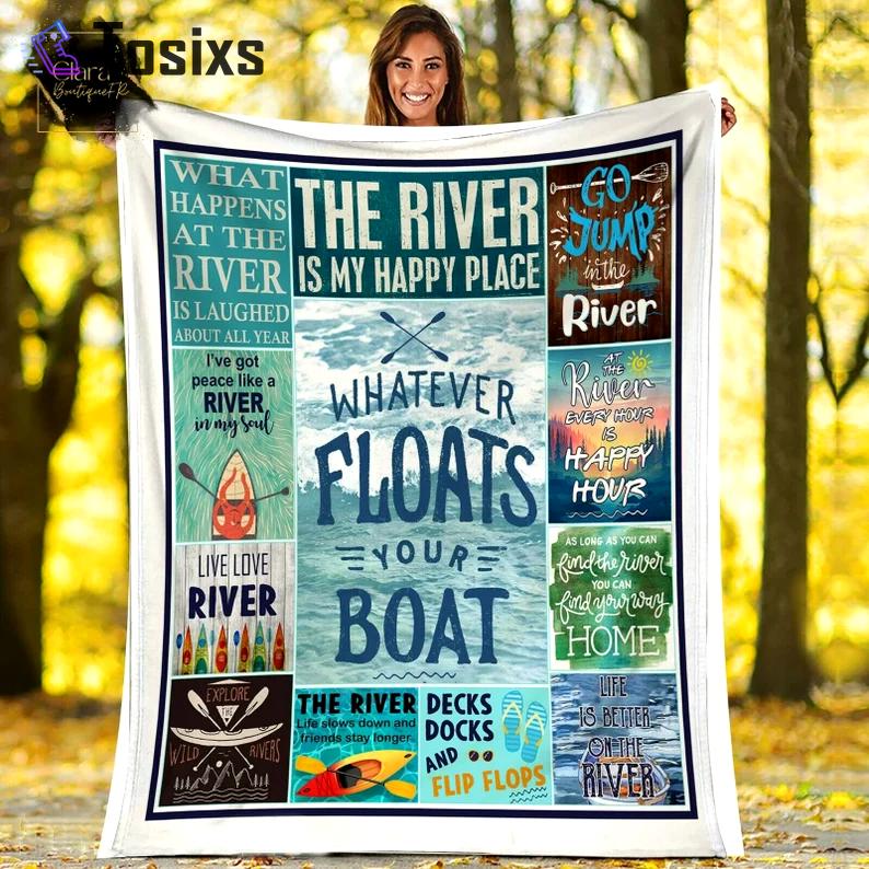 Whatever floats your boat fleece blanket, mink sherpa blanket, boat river blanket, boat river quilt Quilt Blanket