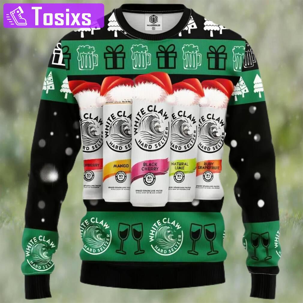 White claw beer ugly christmas sweater, faux wool sweater, gifts for beer lovers, international beer day, best christmas gifts for 2022 ? prinvity Christmas Ugly Sweater