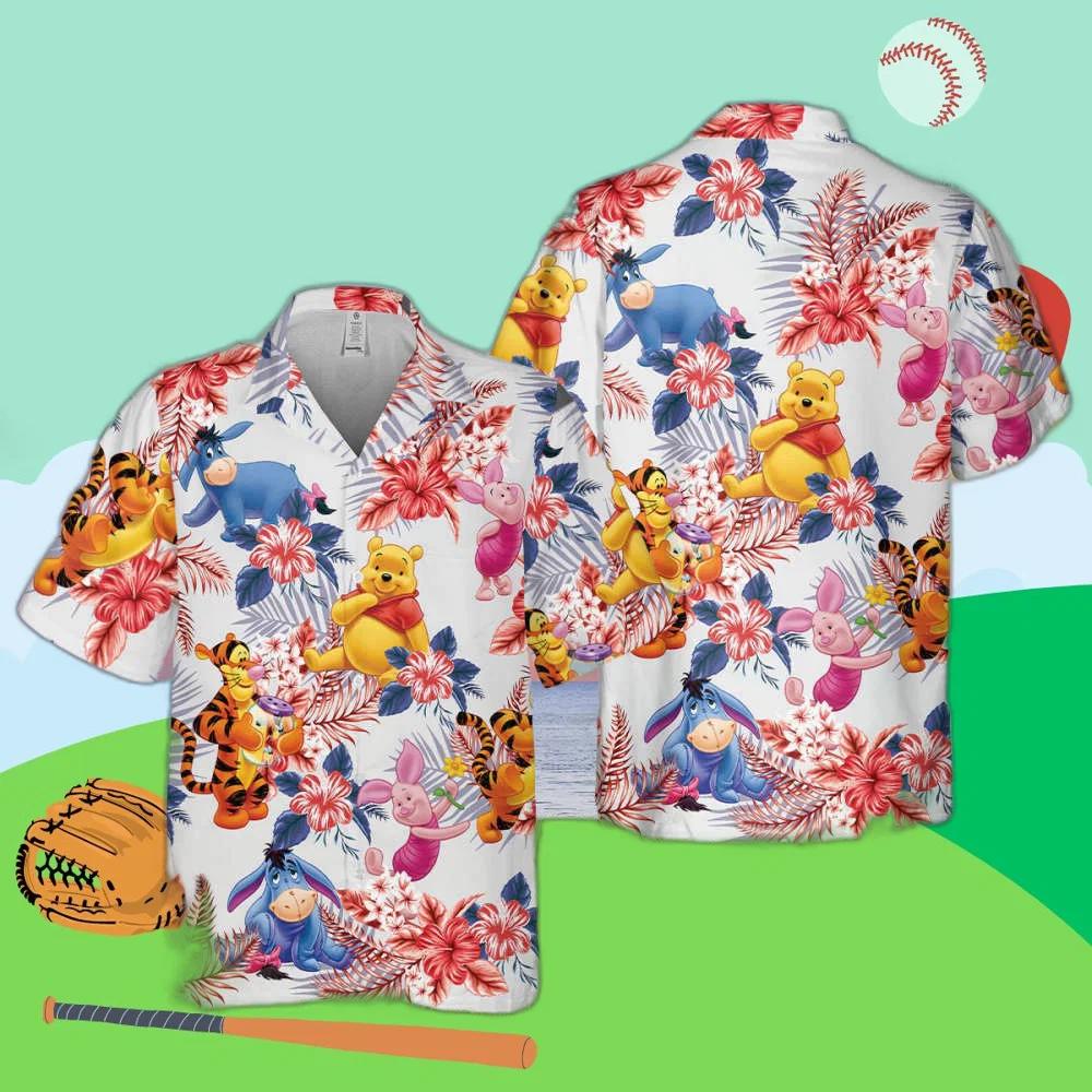 Winnie the pooh hawaiian tee: 4th of july family vacation shirt for summer  aloha style Hawaii Shirt