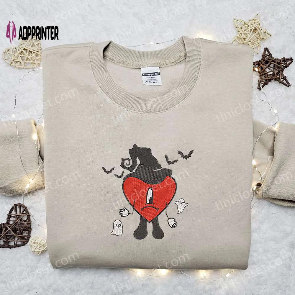 Witch bad bunny embroidered sweatshirt – spooky halloween hoodie perfect family gifts Embroidered Shirt