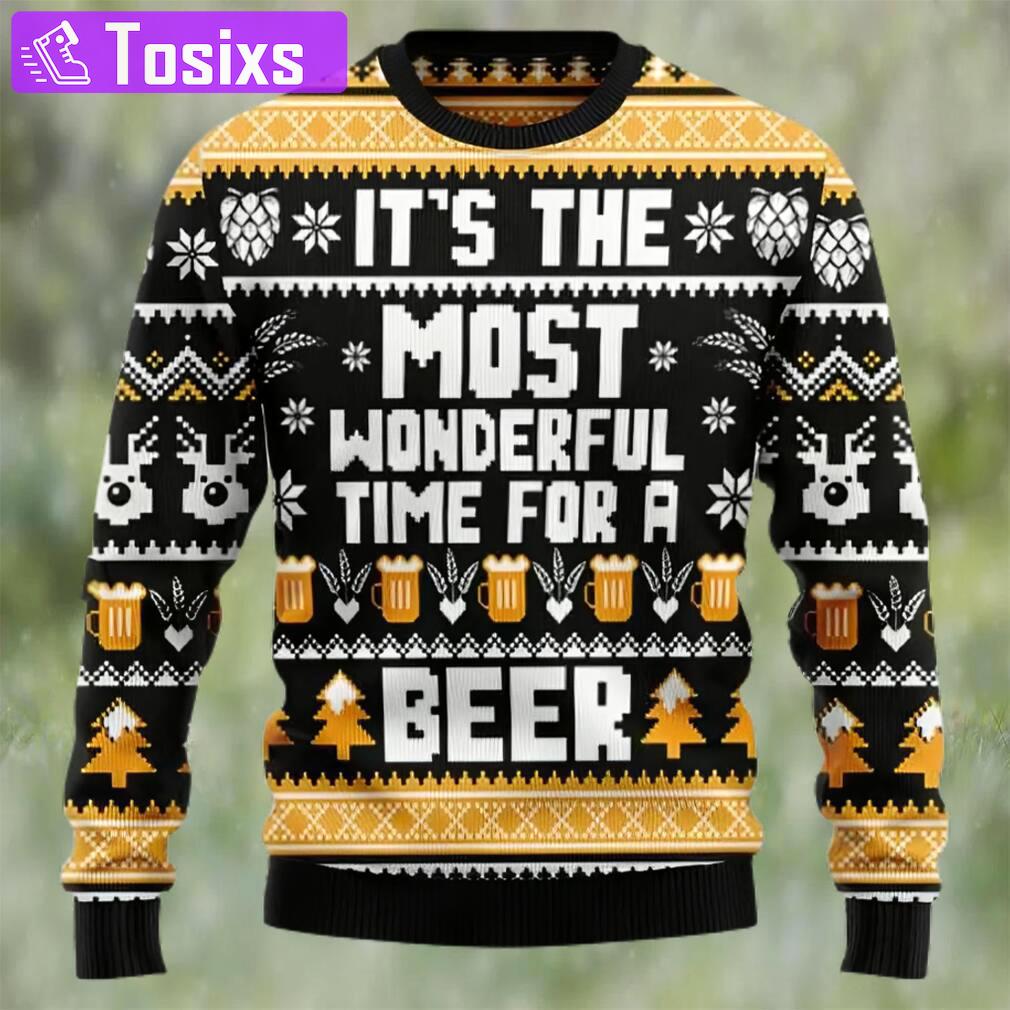 Wonderful time for a beer ugly christmas sweater, faux wool sweater, international beer day, gifts for beer lovers, best christmas gifts for 2022 ? prinvity Christmas Ugly Sweater