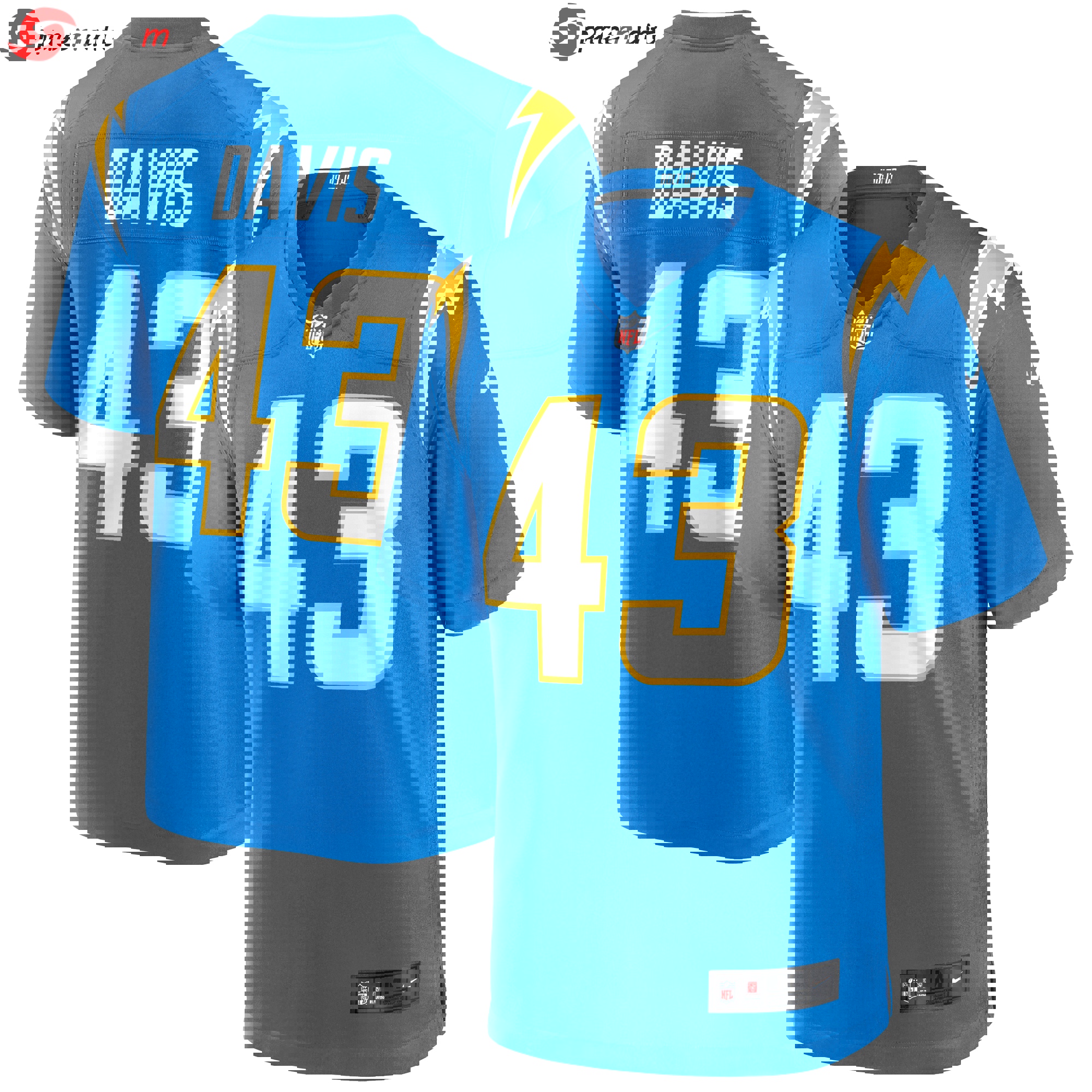 Michael davis los angeles chargers nike game jersey color powder blue  Baseball NFL Jersey Replica For Fans NFLFootball Sports