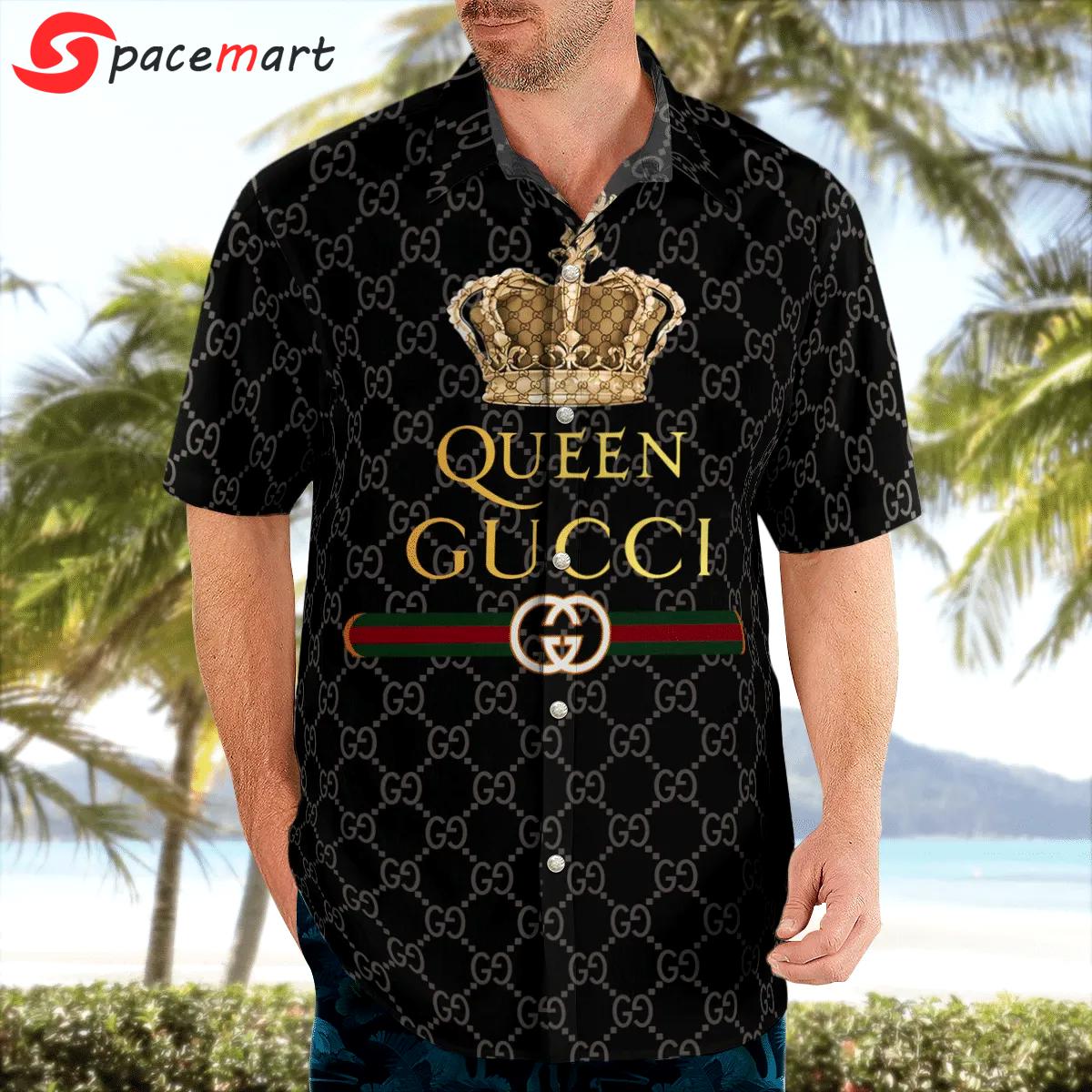 Gucci queen luxury brand premium fashion hawaii shirt for men 38 Hawaii Shirt