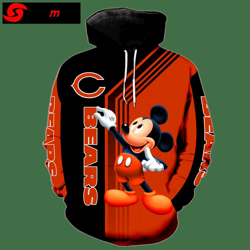 Chicago bearsickeyouse new full all over print k1233 hoodie zipper zip hoodie 3d Zipper Hoodie 3D