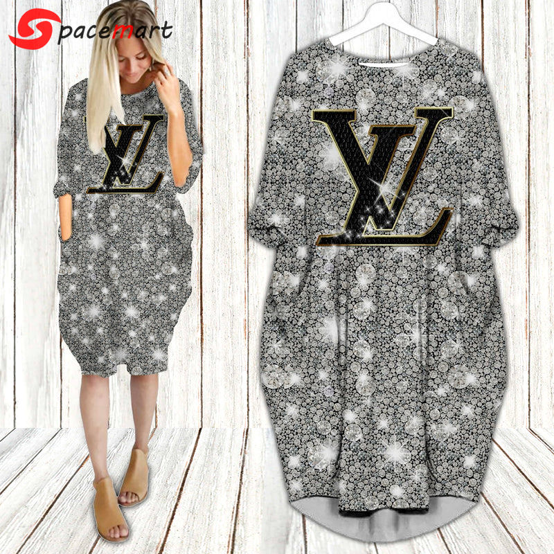 Louis vuitton bling batwing pocket dress lv luxury brand clothing clothes outfit for women ht Batwing Pocket Dress