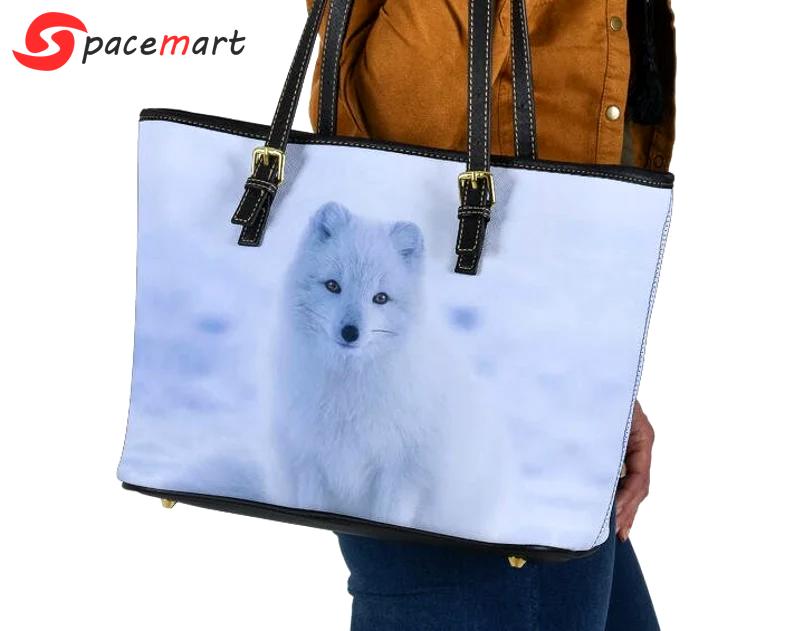 Arctic fox leather handbag - shoulder tote bag 362 Leather Tote Bag